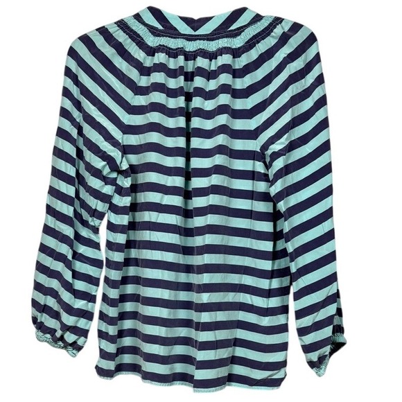 LILLY PULITZER 100% Silk Elsa Blue Striped Quarter Sleeve Blouse, Size Medium - Picture 2 of 8